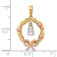 14k Two-tone with Rose-plating Polished Wreath With Bell Charm-K10014