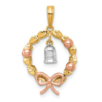 14k Two-tone with Rose-plating Polished Wreath With Bell Charm-K10014