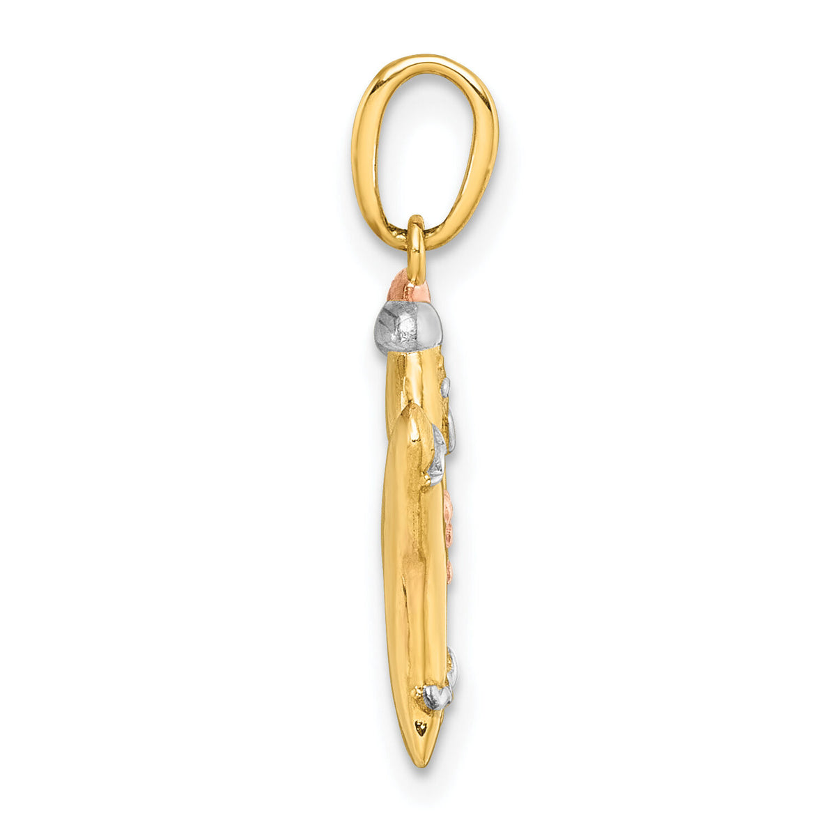 14k with White Rhodium and Rose-plating Polished Gingerbread Man Charm-K10015