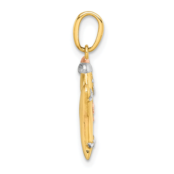 14k with White Rhodium and Rose-plating Polished Gingerbread Man Charm-K10015