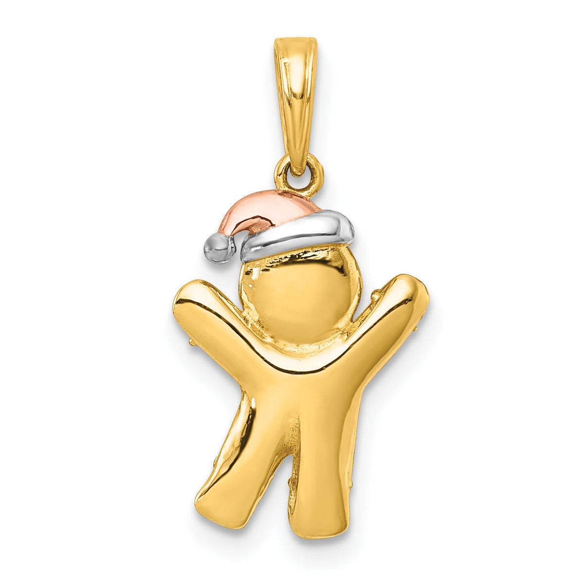 14k with White Rhodium and Rose-plating Polished Gingerbread Man Charm-K10015