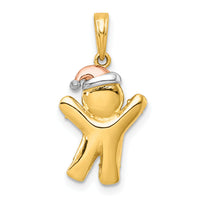 14k with White Rhodium and Rose-plating Polished Gingerbread Man Charm-K10015