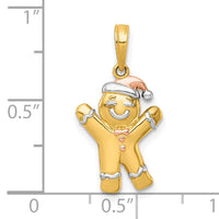 14k with White Rhodium and Rose-plating Polished Gingerbread Man Charm-K10015