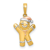 14k with White Rhodium and Rose-plating Polished Gingerbread Man Charm-K10015