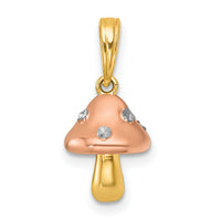14k with White Rhodium and Rose-plating Polished 3-D Mushroom Charm-K10017