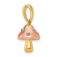14k with White Rhodium and Rose-plating Polished 3-D Mushroom Charm-K10017