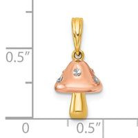 14k with White Rhodium and Rose-plating Polished 3-D Mushroom Charm-K10017