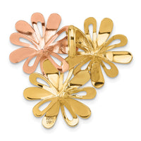 14k w/ White and Rose Rhodium Brushed Polished Flower Chain Slide Pendant-K10018