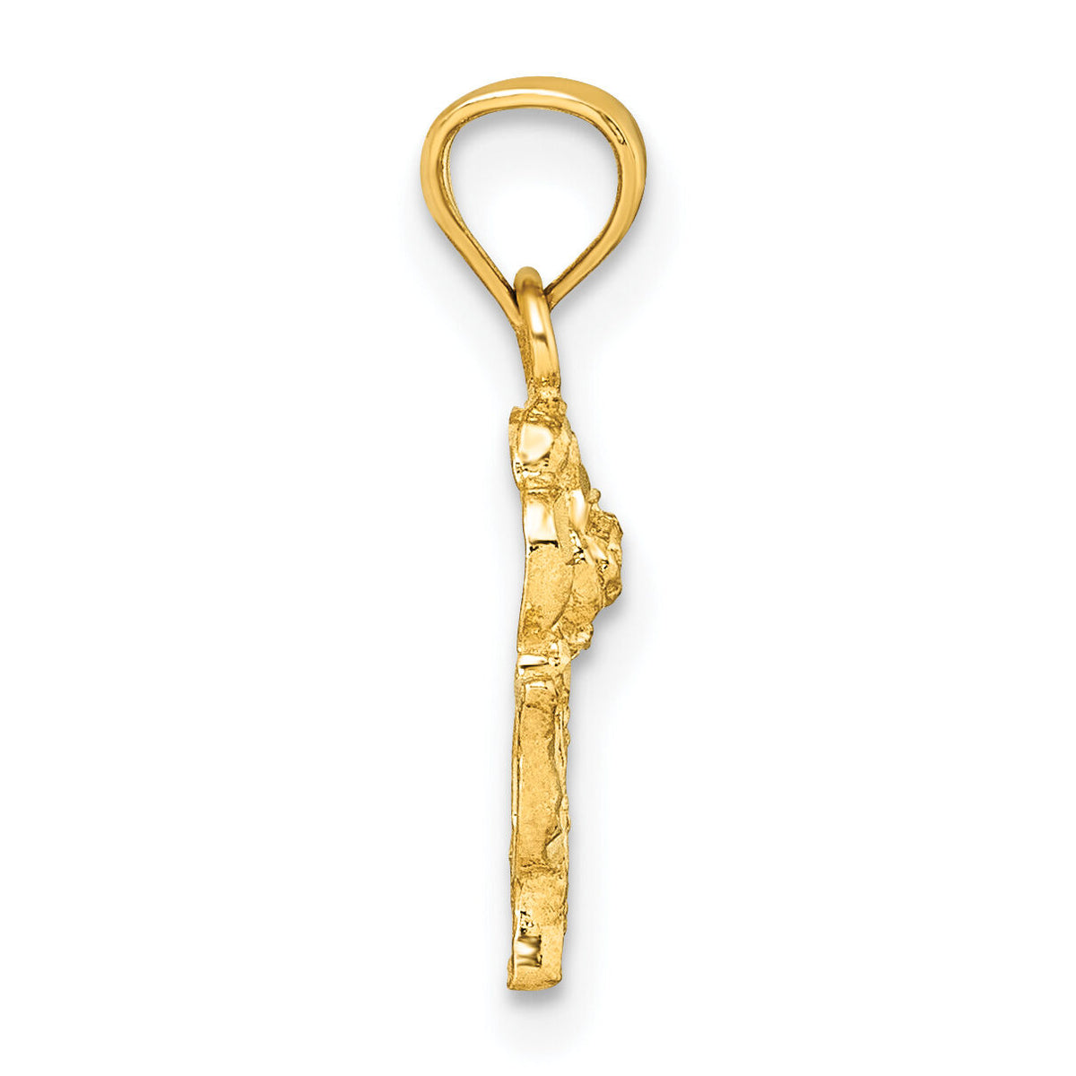 14k Polished Diamond-cut Rose Pendant-K10019