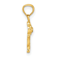 14k Polished Diamond-cut Rose Pendant-K10019
