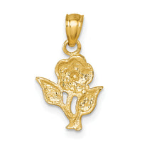 14k Polished Diamond-cut Rose Pendant-K10019