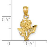 14k Polished Diamond-cut Rose Pendant-K10019