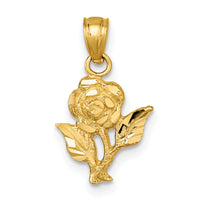 14k Polished Diamond-cut Rose Pendant-K10019