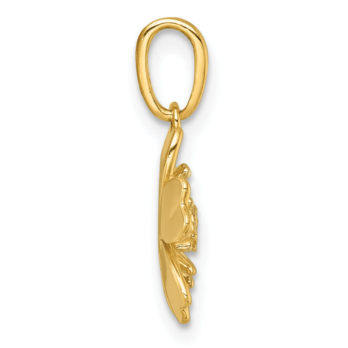 14k with White Rhodium Polished Blooming Flower Charm-K10020