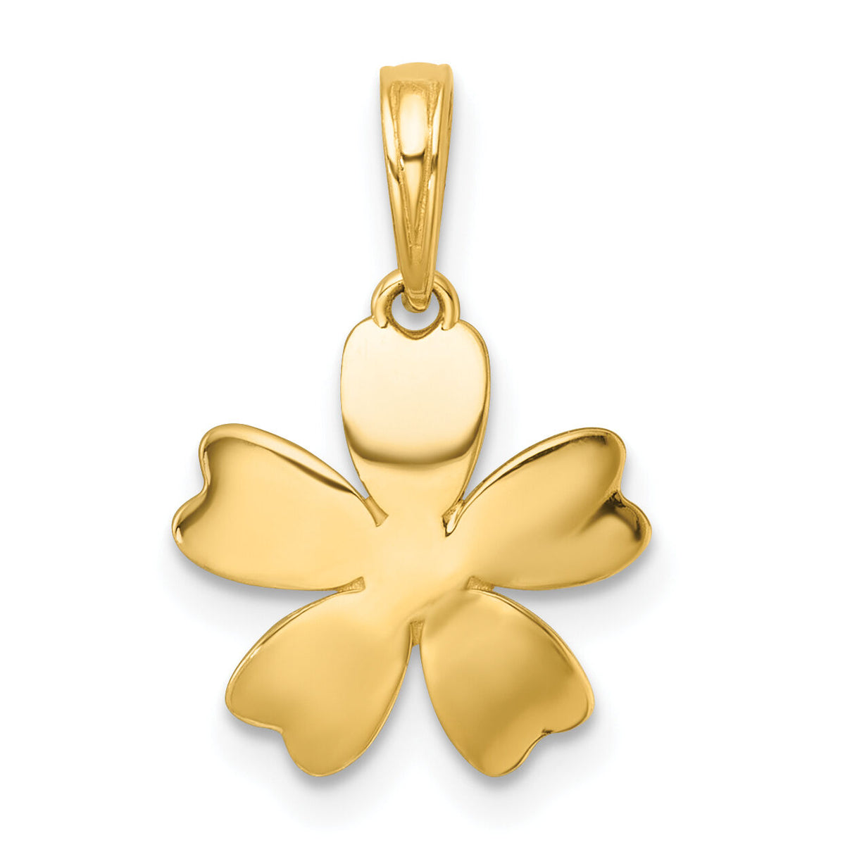 14k with White Rhodium Polished Blooming Flower Charm-K10020