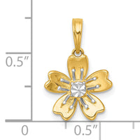 14k with White Rhodium Polished Blooming Flower Charm-K10020
