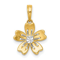 14k with White Rhodium Polished Blooming Flower Charm-K10020