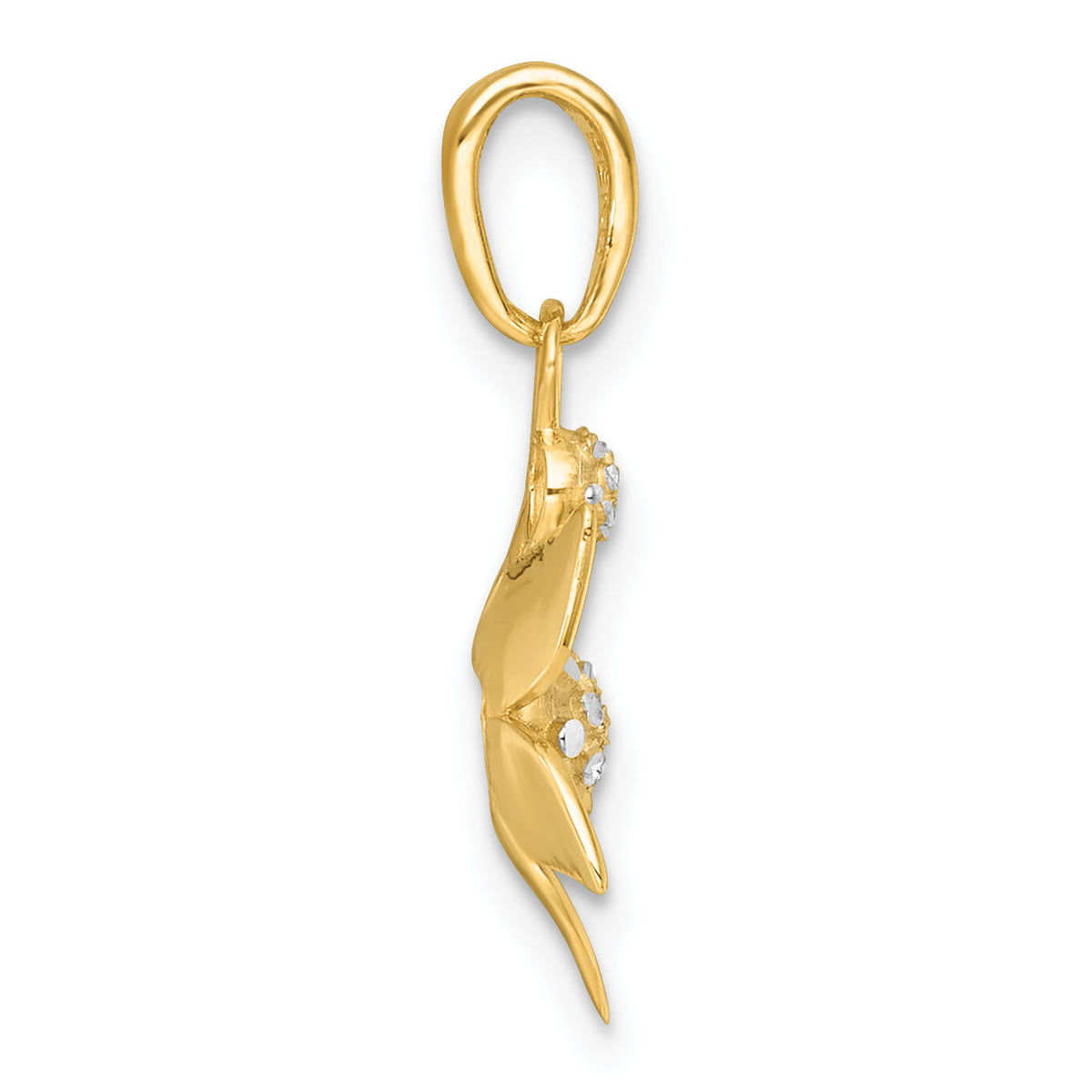 14k with White Rhodium Polished Blooming Flower Charm-K10021