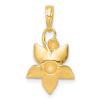14k with White Rhodium Polished Blooming Flower Charm-K10021