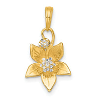 14k with White Rhodium Polished Blooming Flower Charm-K10021