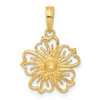 14k with White Rhodium Polished Fancy Flower Charm-K10022