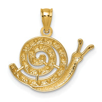 14k Polished Textured and D/C Snail Pendant-K10023