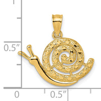 14k Polished Textured and D/C Snail Pendant-K10023