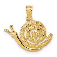 14k Polished Textured and D/C Snail Pendant-K10023