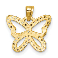 14k Polished CZ Open Wing Butterfly Pendant-K10024