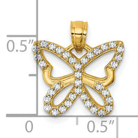 14k Polished CZ Open Wing Butterfly Pendant-K10024