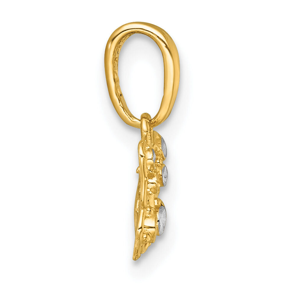 14k with White Rhodium Polished Butterfly Charm-K10025