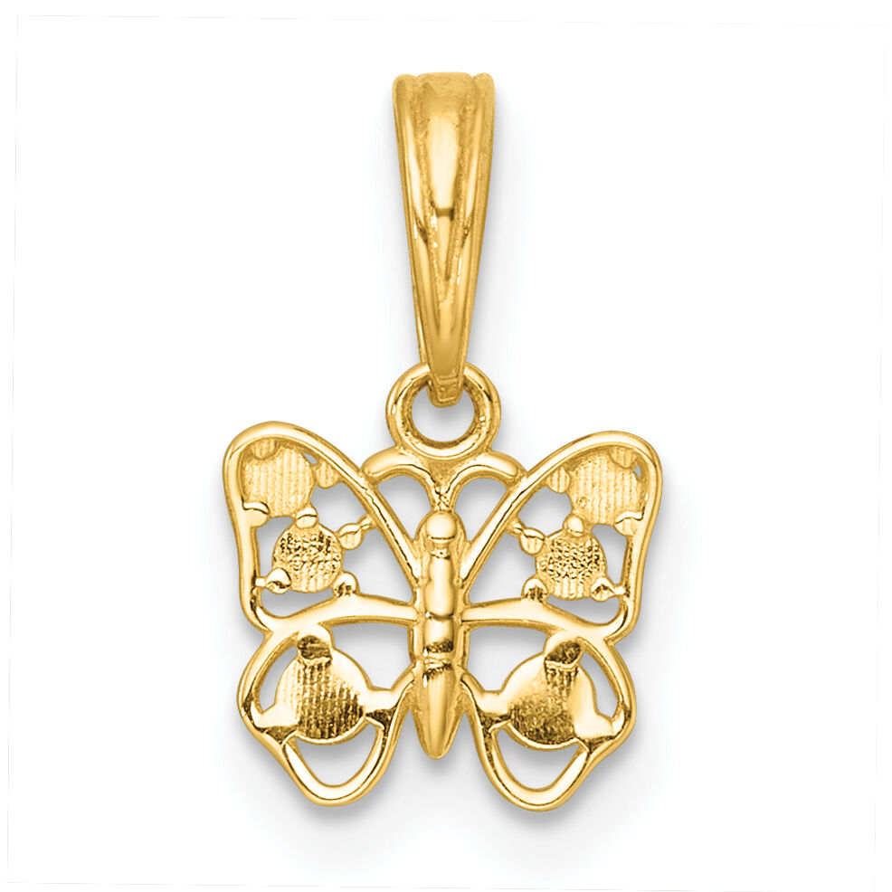14k with White Rhodium Polished Butterfly Charm-K10025