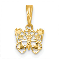14k with White Rhodium Polished Butterfly Charm-K10025