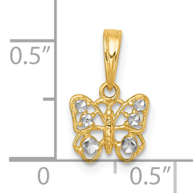 14k with White Rhodium Polished Butterfly Charm-K10025