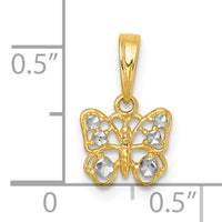 14k with White Rhodium Polished Butterfly Charm-K10025