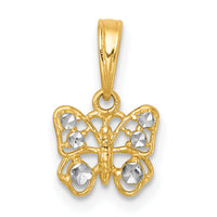 14k with White Rhodium Polished Butterfly Charm-K10025