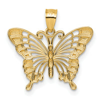 14k & Rhodium Diamond Cut Polished Butterfly Pendant-K10026