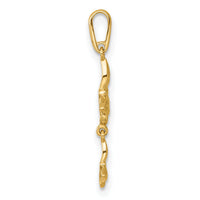 14k Polished Double Butterfly Moveable Dangle Pendant-K10028
