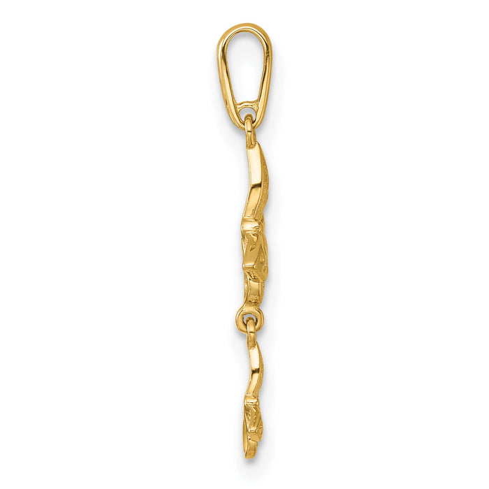 14k Polished Double Butterfly Moveable Dangle Pendant-K10028