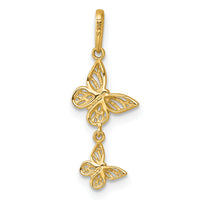 14k Polished Double Butterfly Moveable Dangle Pendant-K10028