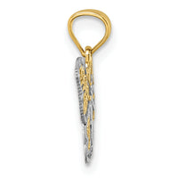 14k Polished w/Rhodium Diamond-cut Filigree Butterfly Pendant-K10029