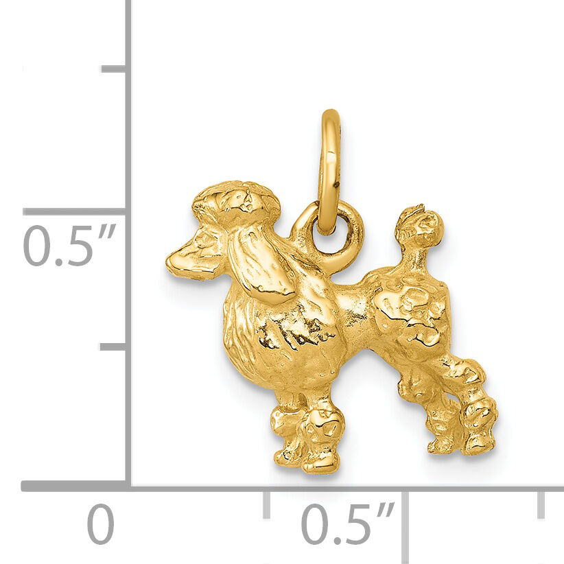 14k Solid 3-D Poodle Charm-K1003