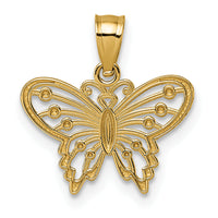 14k Polished and Diamond Cut Polished Butterfly Pendant-K10030