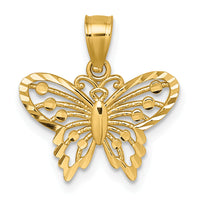 14k Polished and Diamond Cut Polished Butterfly Pendant-K10030