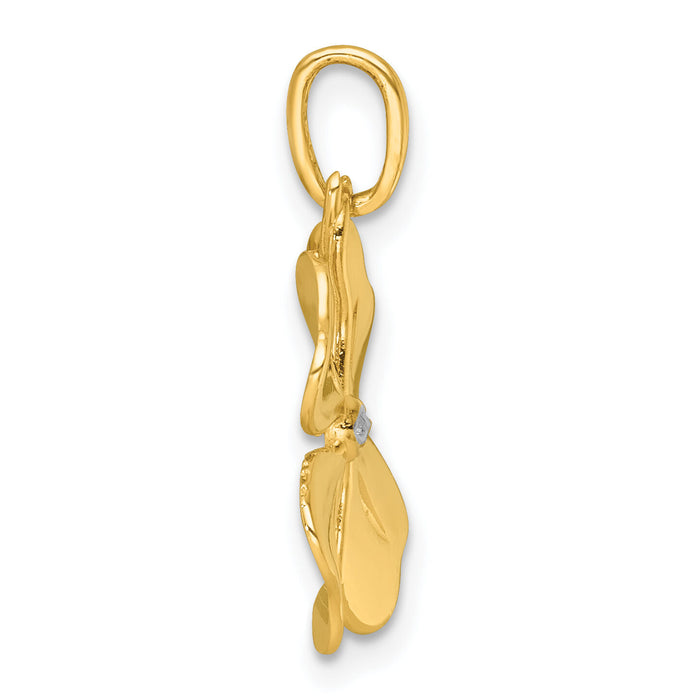14k with White Rhodium Polished 4 Leaf Clover Charm-K10032