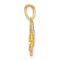 14k with White Rhodium Polished 3 Leaf Clover Charm-K10033