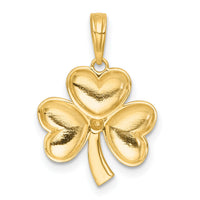 14k with White Rhodium Polished 3 Leaf Clover Charm-K10033