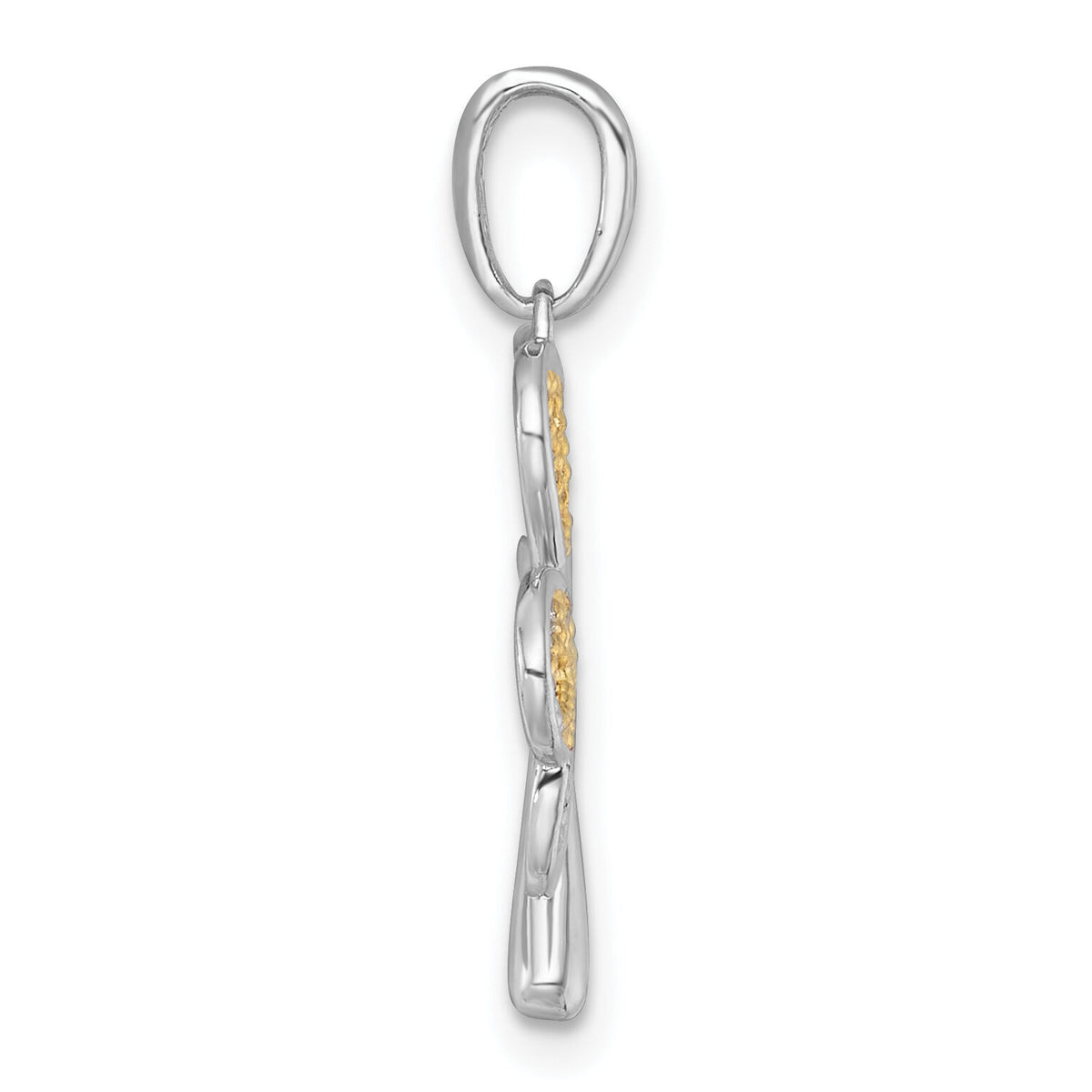 14k with White Rhodium Polished Fancy 3 Leaf Clover Charm-K10034