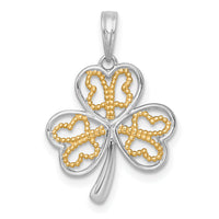 14k with White Rhodium Polished Fancy 3 Leaf Clover Charm-K10034