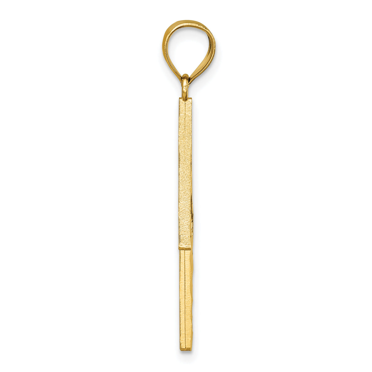 14k Polished Diamond-cut Textured Lighting Bolt Pendant-K10035